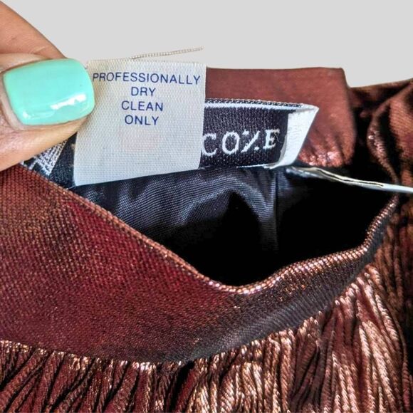 Evan Picone Metallic Brown Pleated Midi Skirt Women's Size 4 A-Line Vintage USA - Picture 9 of 12